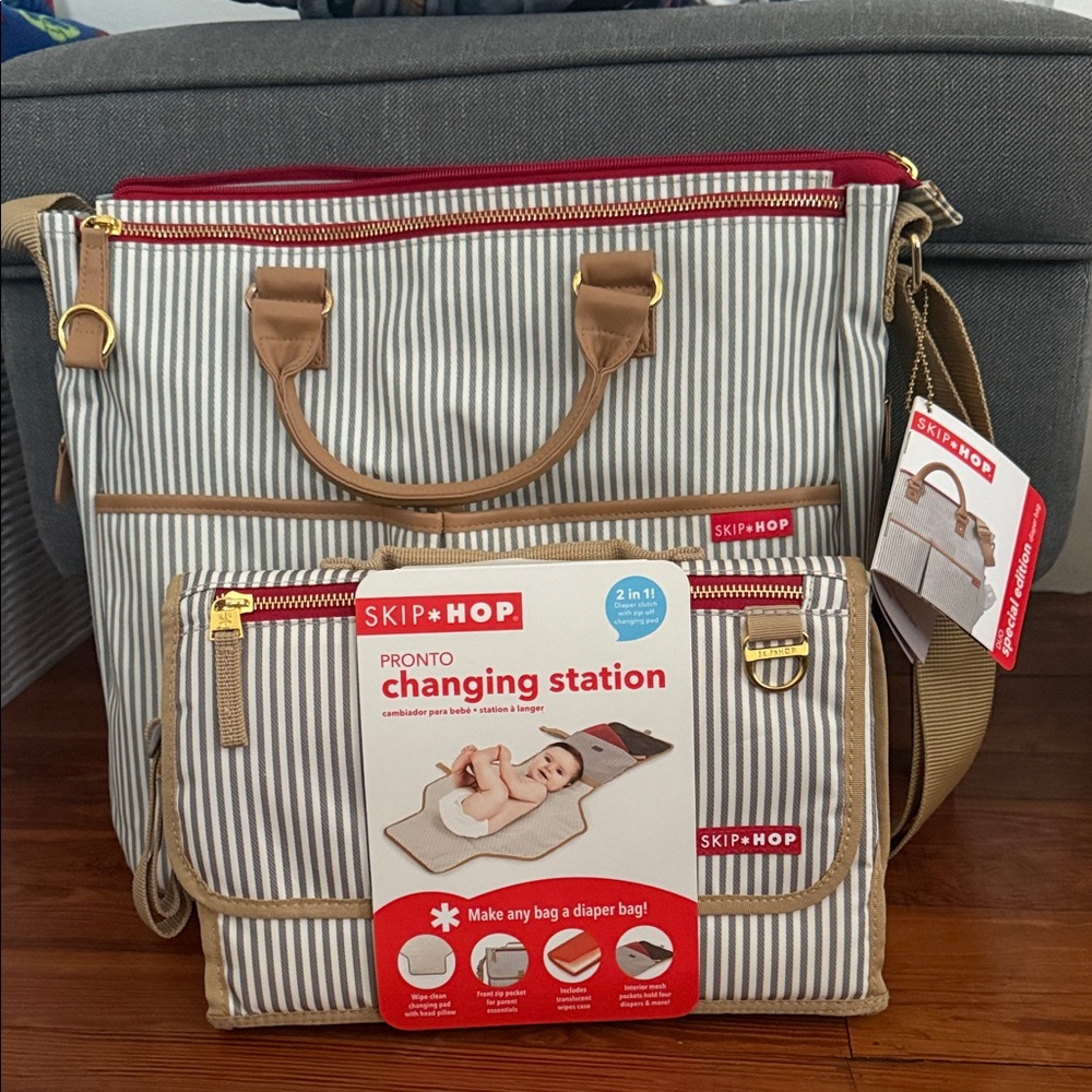 Skip Hop French Stripe Diaper Bag Set